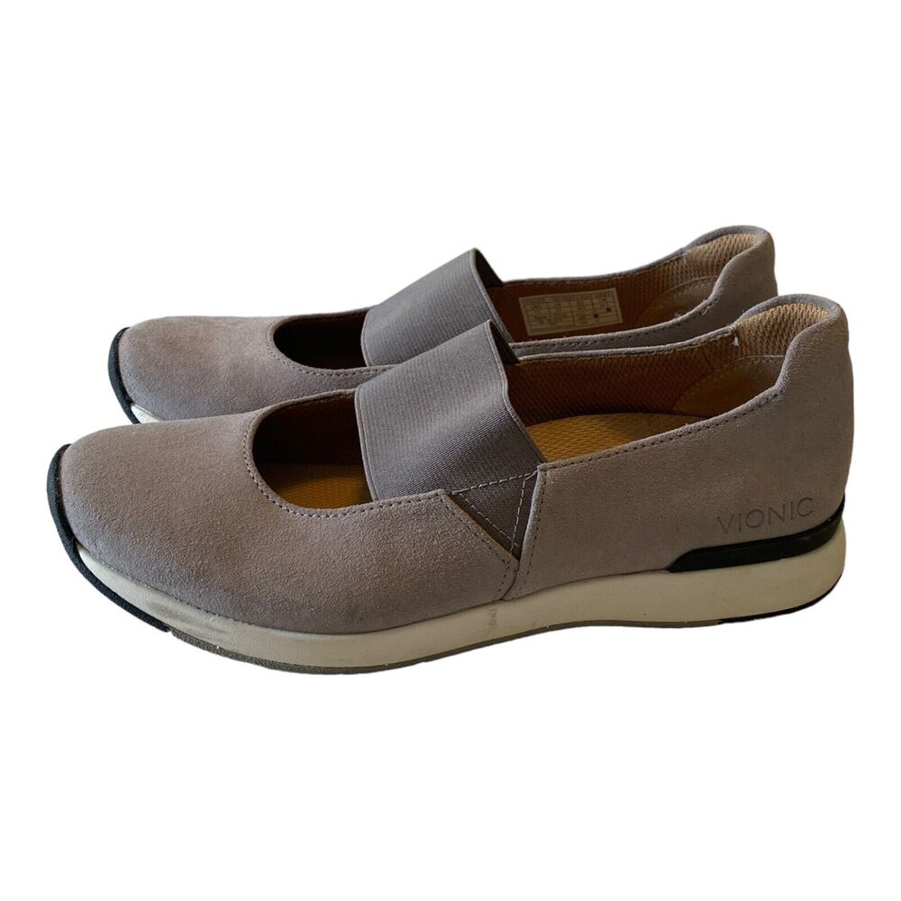 Vionic Shoes Women’s 7.5M Cadee Mary Jane Gray Leather Comfort Round 10010027